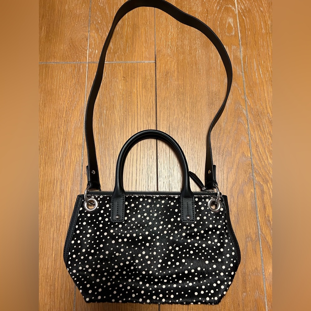 NWOT Talbots Black & White Calf Hair Leather Crossbody Purse